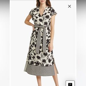 Black & Cream Midi Dress